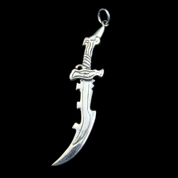925 Sterling Silver Jagged Medieval Sword Pendant - Picture 1 of 5
